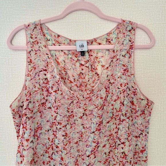CAbi Sweet Floral Print Semi Sheer Sleeveless Layered Bella Top, Style #… - Picture 2 of 9